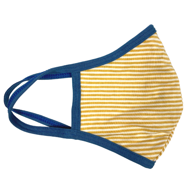 bamboo viscose mask yellow white stripe blue 