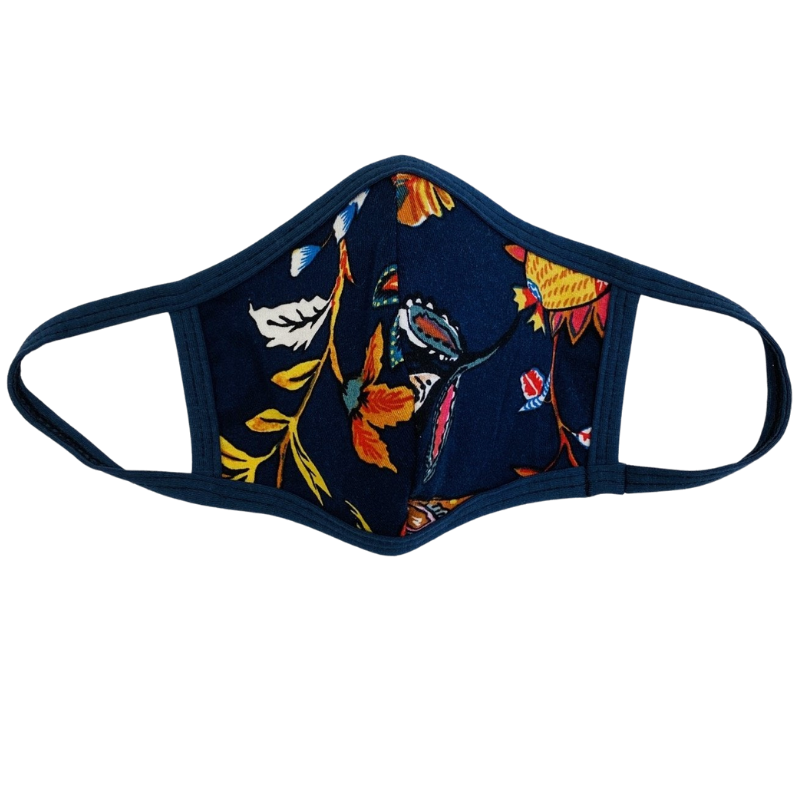 bamboo viscose mask navy dark blue floral 